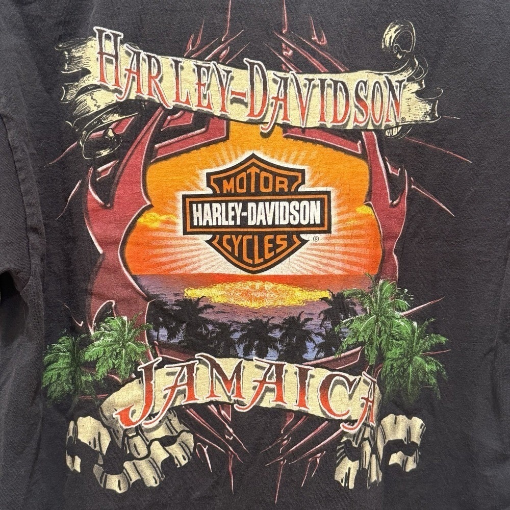Vintage Harley-Davidson Jamaica Island Palm Beach Motorcycle Biker Tee Size L - Picture 4 of 6